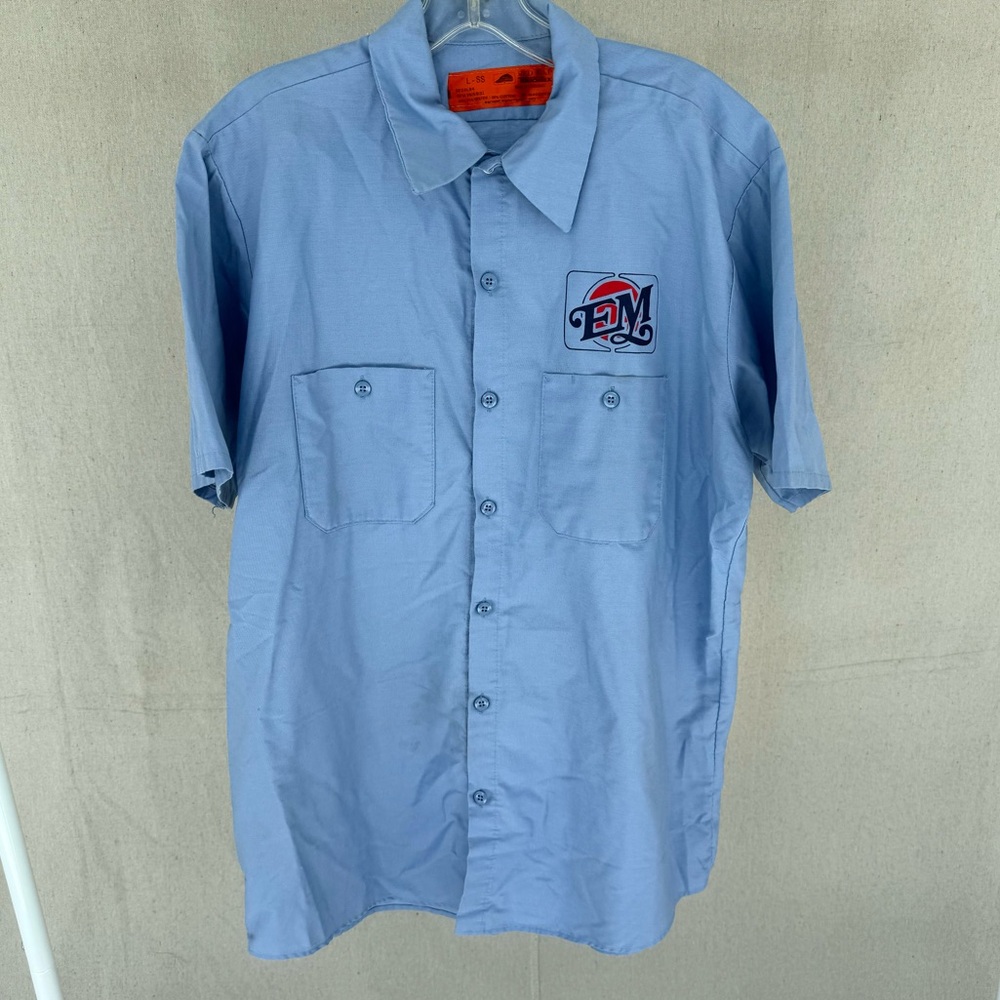 Vintage Red Kap Electric Machinery Enterprises Blue Work Shirt Size L